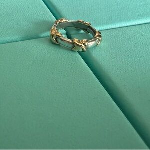 Tiffany and Co. Signature X Gold and Silver Ring Size 5